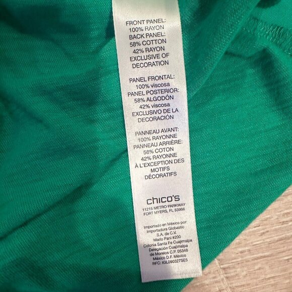 CHICOS SIZE 2 MEDIUM GREEN LIGHTWEIGHT BLOUSE SHIRT - Picture 7 of 9